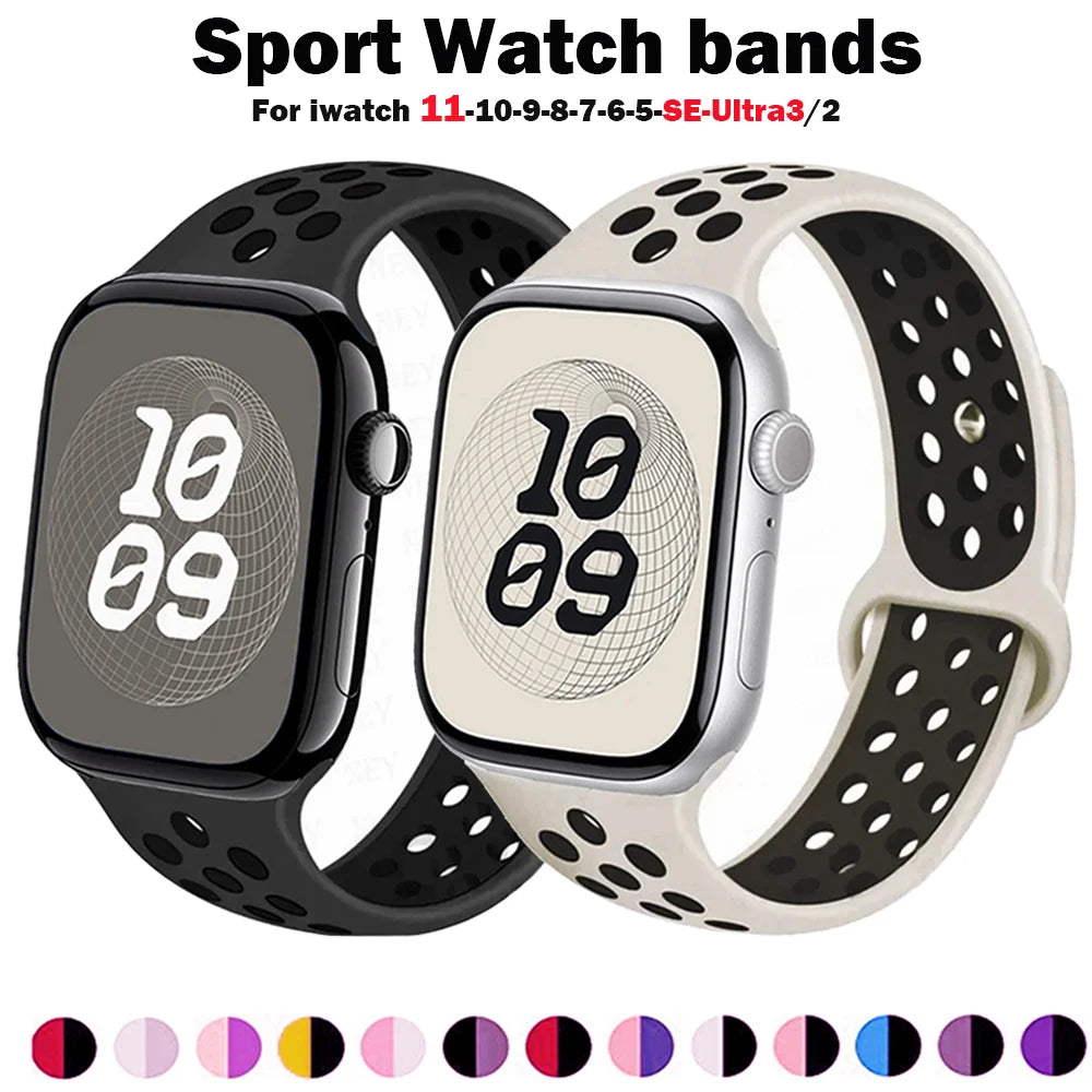 For Apple Watch 11 band S11 46mm 42mm 45mm 44mm 49mm 40mm 41mm Silicone band Sport band Apple Watch Series 10 8 7 6 5 9 SE Ultra3 2