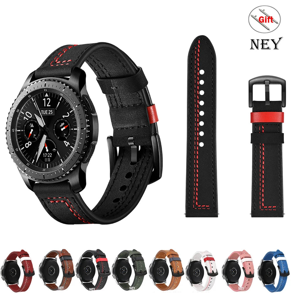 Leather band for Samsung Galaxy watch 6 strap 6classic/5/pro/4/Active 2 20mm 22mm bracelet Huawei Watch GT 2/2e/3/pro watchbands