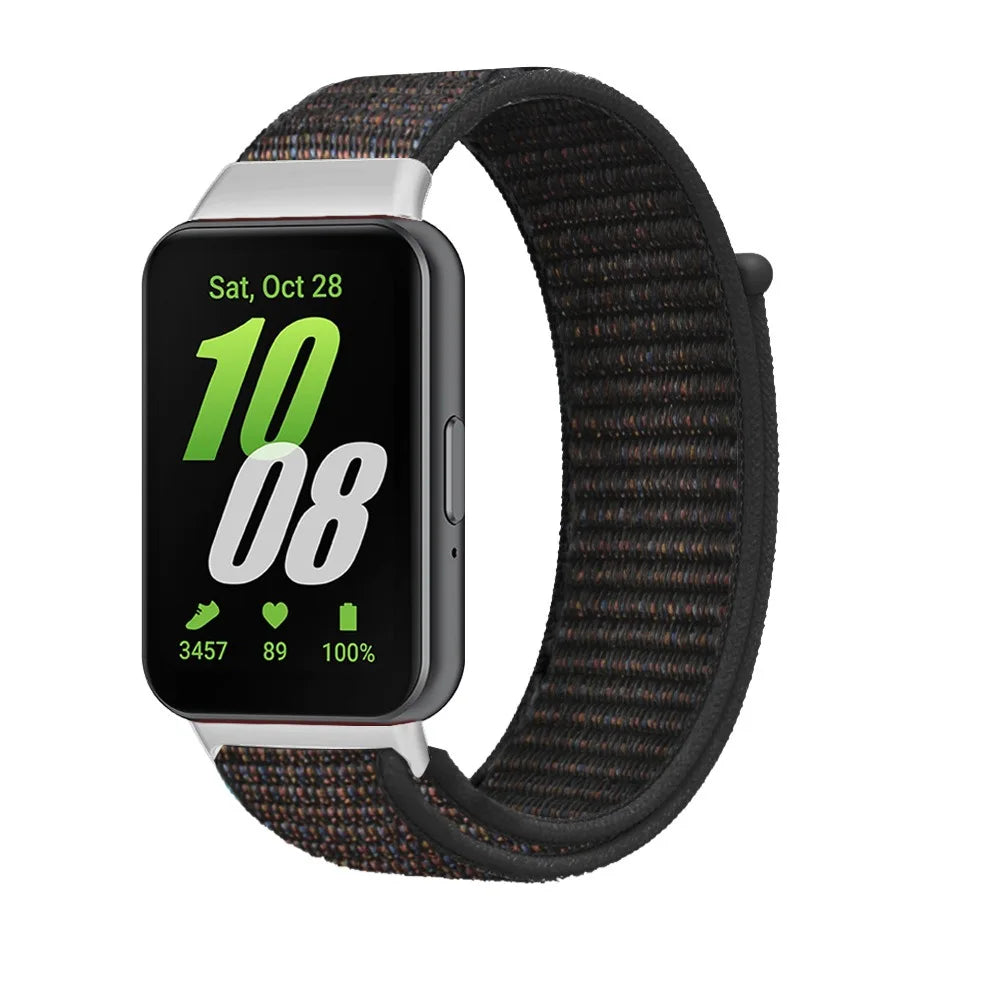 Nylon Loop Strap for Samsung Galaxy Fit 3 Men's and Women's Wristbands for Samsung Galaxy Fit 3 Metal Interface Bracelet Strap