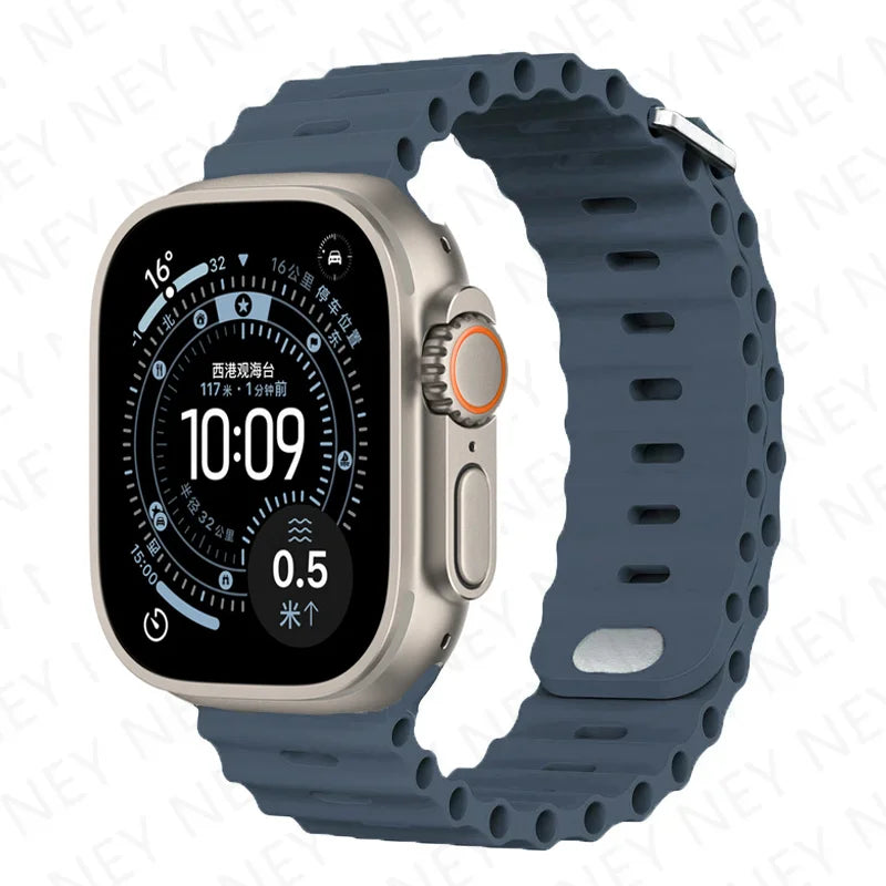 Silicone Ocean band for Apple Watch band Series Ultra 9 8 7 6 5 11 10 SE Apple Watch band 42mm 44mm 45mm 49mm 40mm 41mm 46mm band