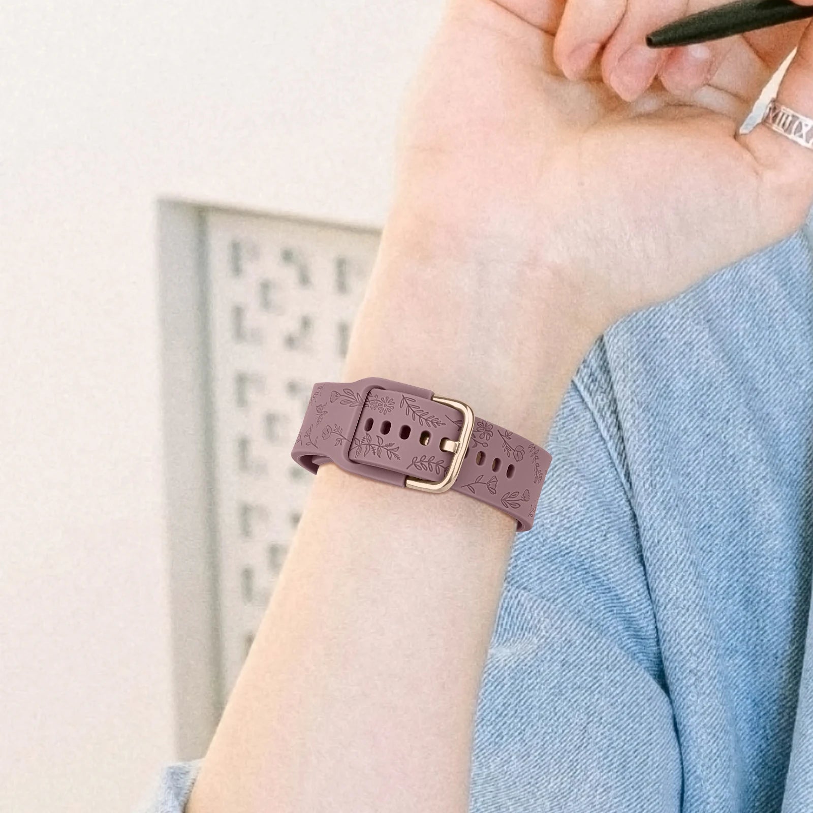 20mm Flower Engraved Watchband For Samsung Galaxy Watch 6/5/4 40mm/44mm 5Pro 45mm Watch 6 4 Classic 43mm/47mm 42mm/46mm Strap