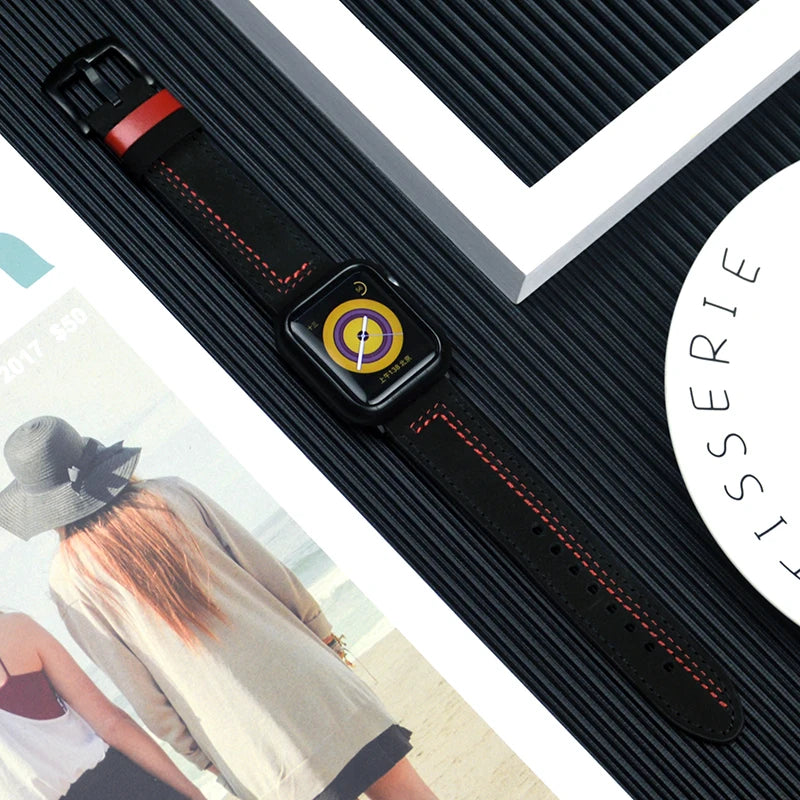 Leather loop band For Apple Watch Ultra 2 band 44mm 45mm 49mm 40mm 42mm 38mm 41mm sport band Apple Watch Series 9 8 7 3 4 5 6 se