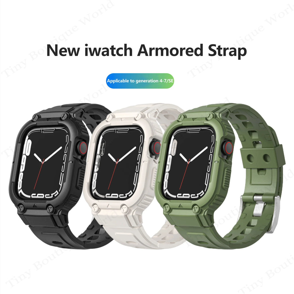 Sport Rubber Band+Case for Apple Watch 44mm 41mm 40mm 45mm Silicone protection Cover band Apple Watch Series 9 8 7 Correa 6 SE 5 4