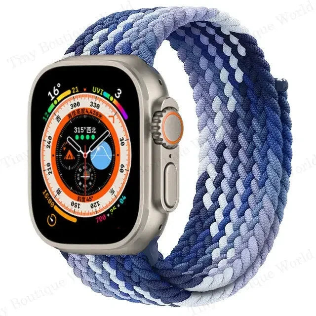 Braided Solo Loop For Apple Watch band 44mm 40mm 45mm 41mm 42mm Ultra 2 49mm correa band Apple Watch Series 9 7 3 5 SE 6 8 band