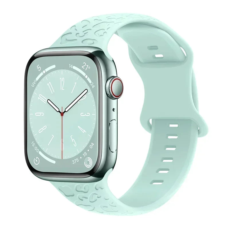 Engraved Leopard band For Apple Watch 10 band Ultra 2 49mm 45mm 44mm 46mm 41mm 40mm Silicone band Series 10 9 8 7 SE 6 5 4