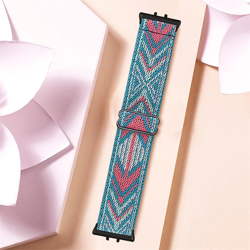 Elastic Nylon Strap For Samsung Galaxy Fit 3 Watch Bracelet Vintage Bohemian National Style Watchband For Samsung Fit 3 SM-R390