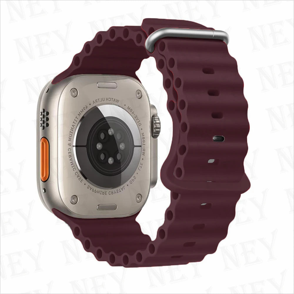 Ocean band for Apple Watch Ultra 2 49mm 44mm 45mm 42mm 38mm 40mm 41mm silicone band correa Apple Watch Series 9 8 7 SE 6 5 4 3 band