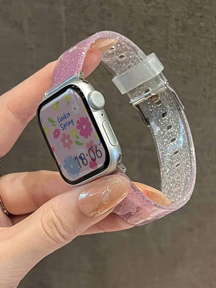 Bling Transparent band for Apple Watch Ultra 2 band 49mm 45mm 41mm 44mm 40mm 46mm Silicone band Apple Watch Series 10 9 8 7 6 5 SE