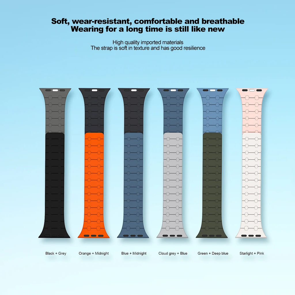 Magnetic Silicone band for Apple Watch Ultra 3 2 49mm 46mm 42mm 45mm 44mm sport band Apple Watch Series 11 10 9 8 7 6 SE 5 band