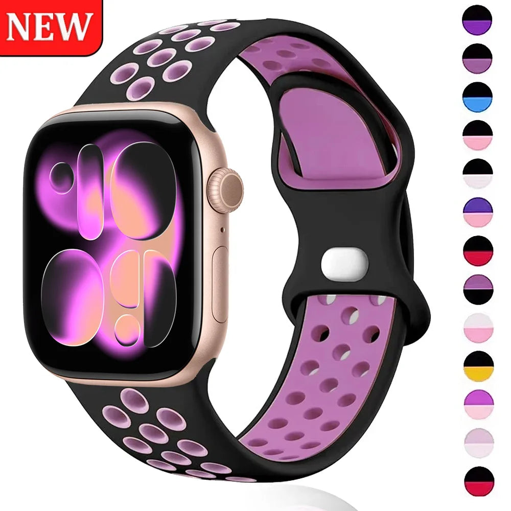 Silicone band for Apple Watch Series 11 10 46mm 42mm Sport band Apple Watch 9 8 7 6 5 SE 4 Ultra 3 2 49mm 45mm 44mm 40mm 41mm Band