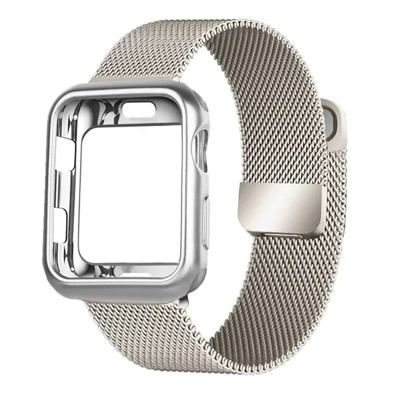 Milanese Case+band for Apple Watch band 9 8 7 6 SE 5 4 49mm 45mm 41mm 40mm 44mm 42mm watch band For Apple Watch Series 10 Correa 46mm