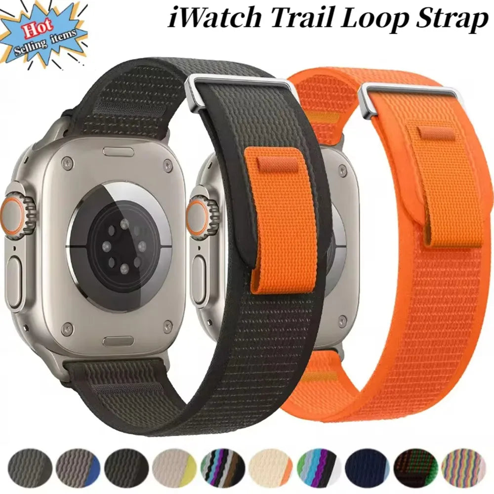 Trail Loop band For Apple Watch Ultra 2 49mm Series 10 9 8 7 46mm 45mm 41mm 42mm sport Nylon Wristband Apple Watch 6 5 4 SE 44mm 40mm
