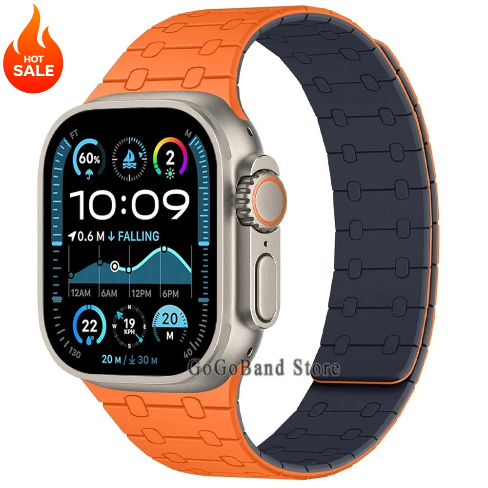 Magnetic Silicone band for Apple Watch Ultra 3 2 49mm 46mm 42mm 45mm 44mm sport band Apple Watch Series 11 10 9 8 7 6 SE 5 band