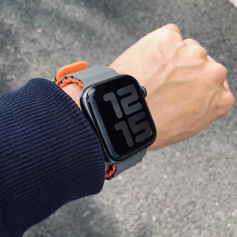 Bands For Apple Watch 10 Ultra 2 3 49mm 45mm 41mm 44mm Silicone Ocean band Apple Watch Series 11 9 8 7 6 5 4 SE 3 46mm 42mm