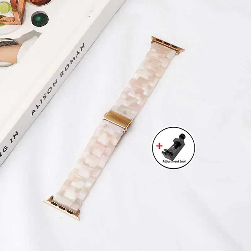 Luxury Resin band for Apple Watch Ultra 2 band 49mm 45mm 41mm 40mm 44mm 38mm 42mm Link band Apple Watch Series 9 7 8 6 SE 5 4 3