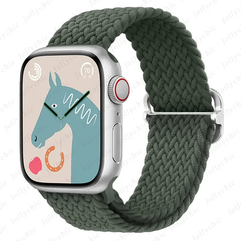 Braided Solo Loop band For Apple Watch Ultra 2 band 49mm 44mm 40mm 45mm 41mm 42mm 38mm band Apple Watch Series 9 8 7 6 SE 3