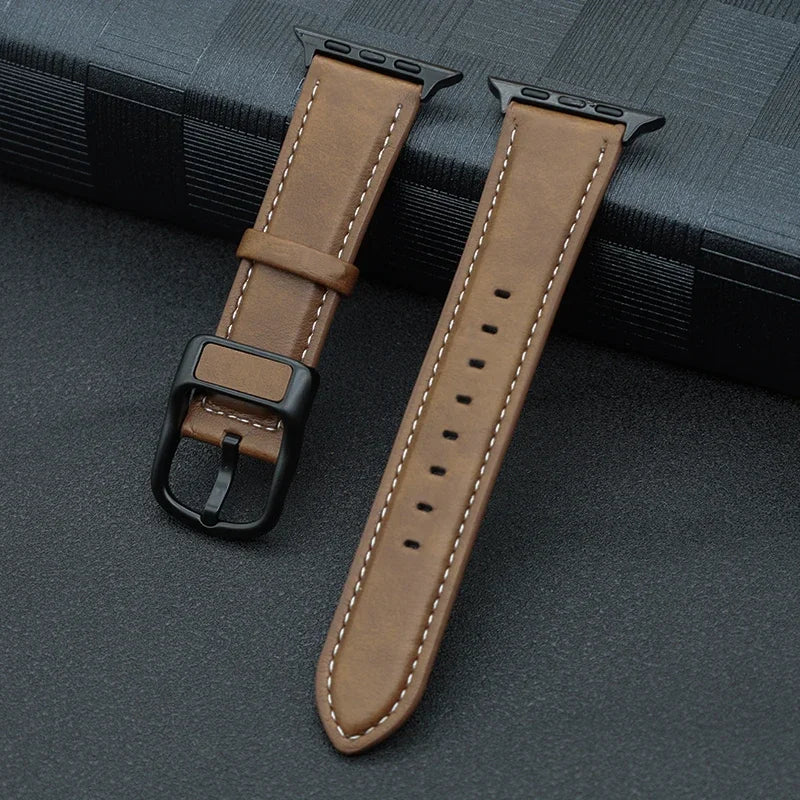 PU Leather band For Apple Watch band 44mm 45mm 41mm 40mm 42mm 46mm correa band Apple Watch Series 4 5 6 SE 7 8 9 10 Ultra 2 49mm