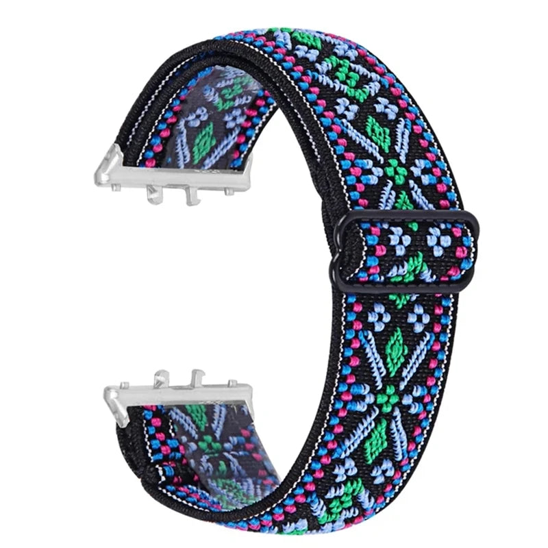 Elastic Nylon Strap For Samsung Galaxy Fit 3 Watch Bracelet Vintage Bohemian National Style Watchband For Samsung Fit 3 SM-R390
