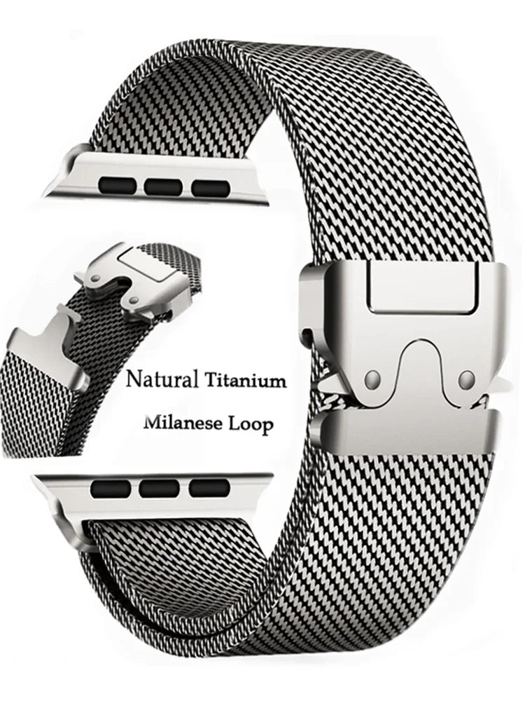 Titanium band For Apple Watch Ultra 2 49mm Series 10 9 8 7 6 5 4 SE 46mm 42mm 41mm 45mm 44mm 38mm 40mm Milanese Loop Accessories