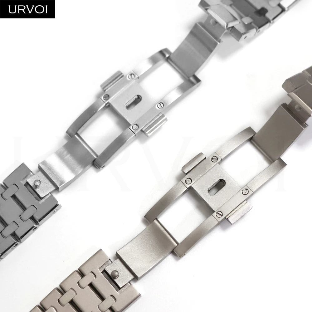 URVOI band for Apple Watch Ultra 3 2 Series 11 10 9 8 7 SE3 316L AP Stainless steel band for Apple Watch wristband butterfly buckle