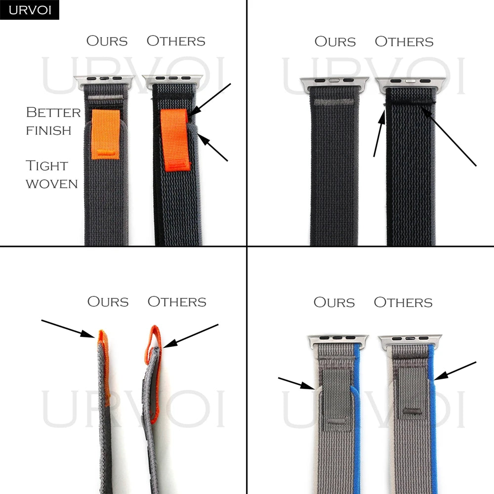 URVOI Trail Loop for Apple Watch band Ultra 3 2 Series 11 10 9 8 SE3 nylon weave for Apple Watch band pull tab closure 46mm 49mm