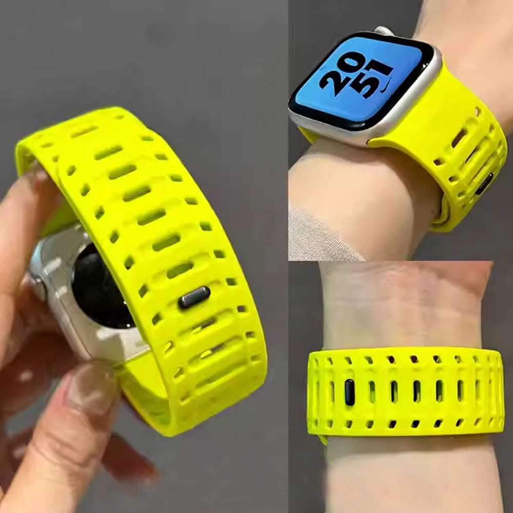 Magnetic Silicone band for Apple Watch Ultra 3 2 1 49mm Series 11 10 46mm Sport watch band Apple Watch 9 8 7 6 5 SE 3 45mm 44mm Band