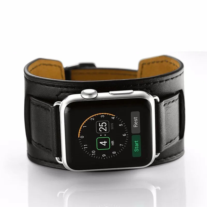 Cuff band for Apple Watch band 44mm 45mm 40mm 49mm 41mm 42mm 38mm Leather watch band Apple Watch Series 9 8 7 5 SE 6 Ultra 2 band