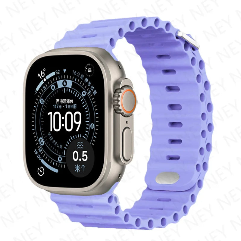 Bands For Apple Watch 10 Ultra 2 3 49mm 45mm 41mm 44mm Silicone Ocean band Apple Watch Series 11 9 8 7 6 5 4 SE 3 46mm 42mm