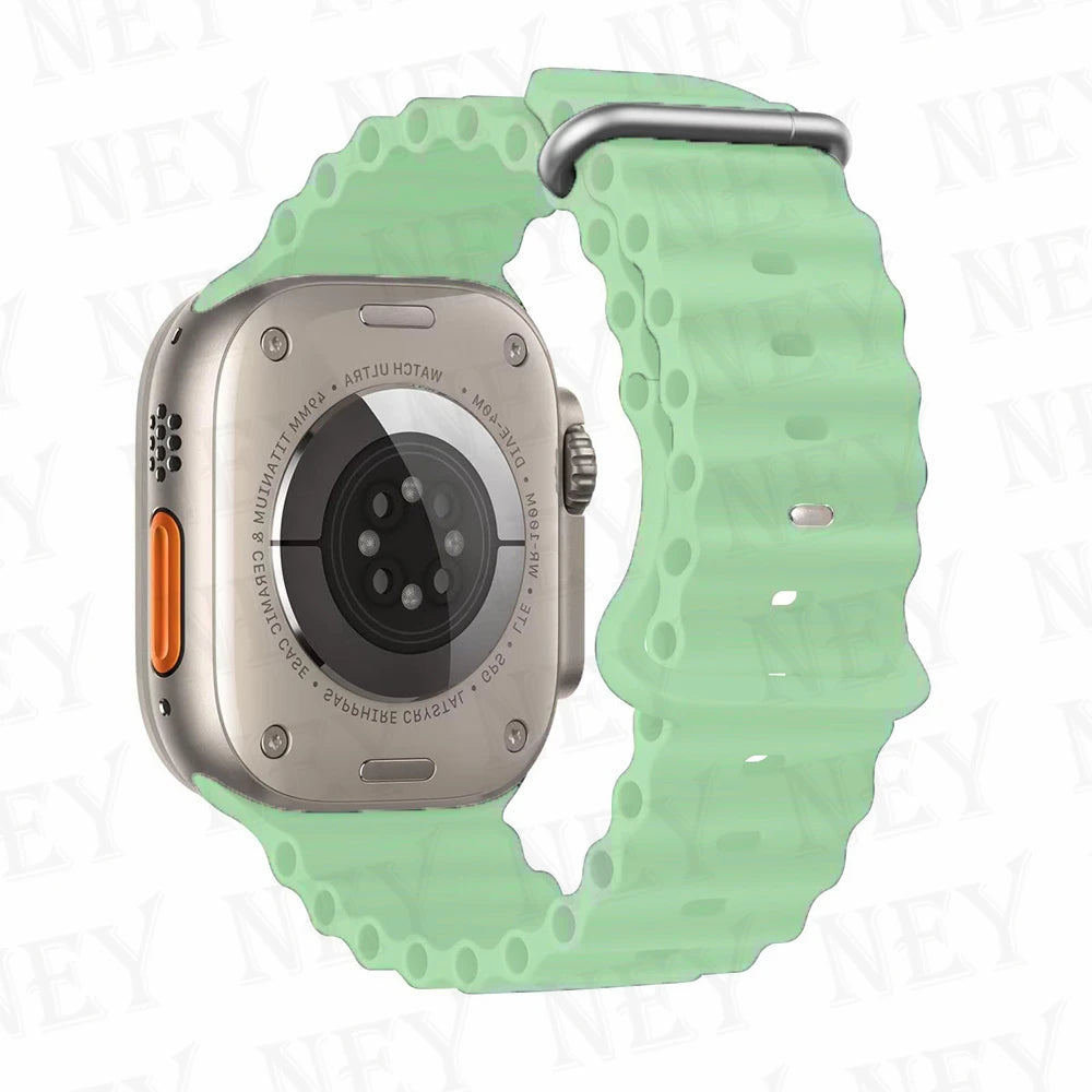 Ocean band for Apple Watch Ultra 2 49mm 44mm 45mm 42mm 38mm 40mm 41mm silicone band correa Apple Watch Series 9 8 7 SE 6 5 4 3 band