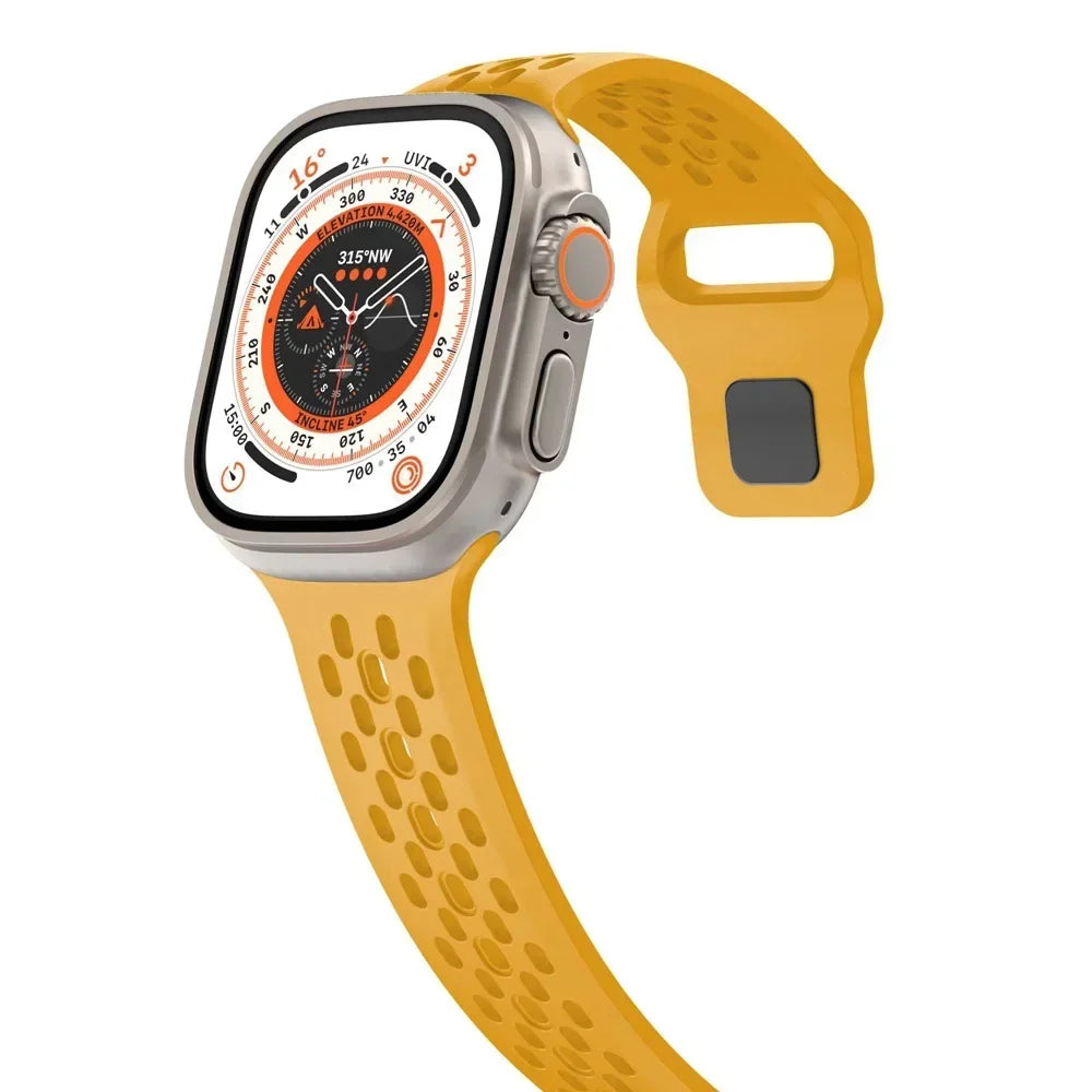 Sport Silicone band for Apple Watch Ultra 2 1 10 42mm 46mm 49mm Soft Breathable band Wristband Apple Watch Series 9 8 7 6 5 4 SE Band