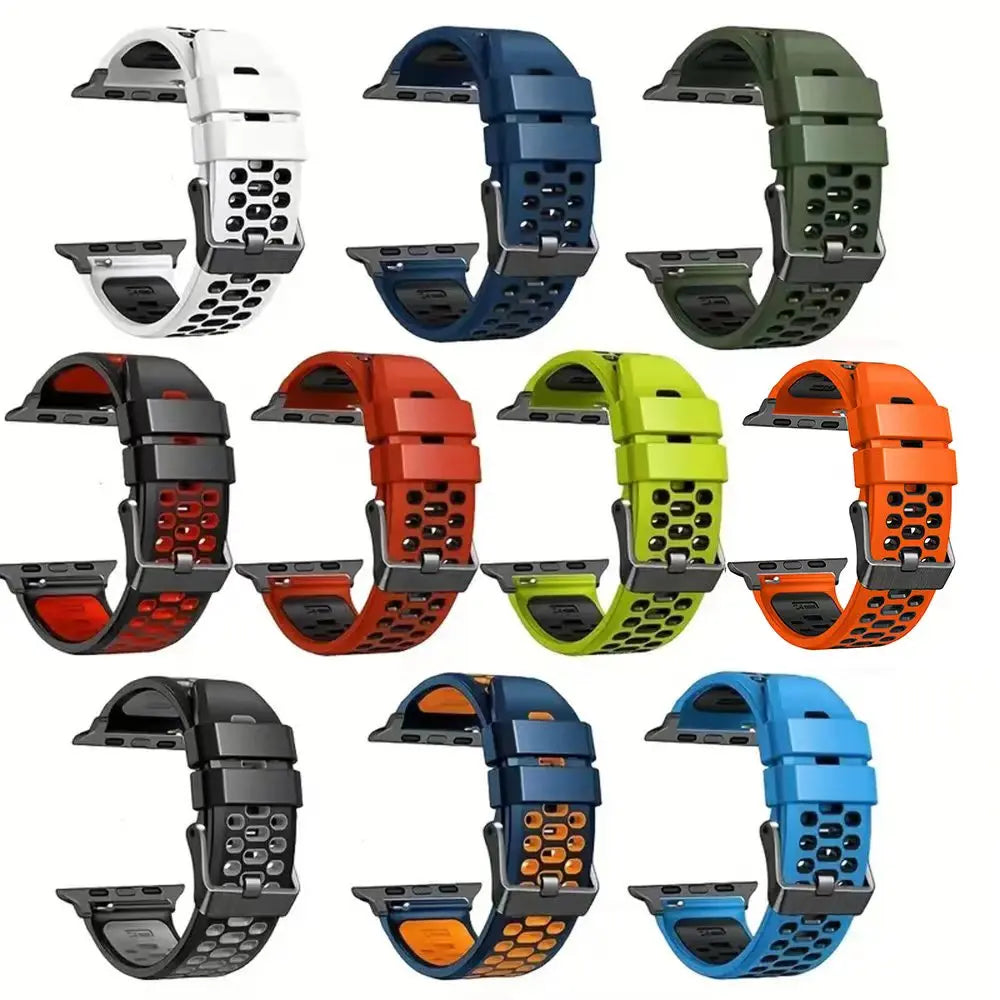 Sport Silicone band For Apple Watch Ultra 2 49mm band Wristband For Apple Watch Series 9 8 7 SE 6 45mm 44mm 42mm Accessory