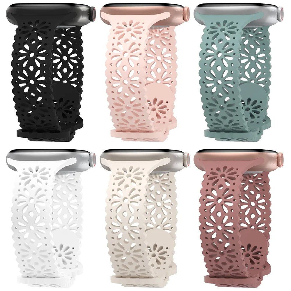 Silicone band For Apple Watch 44mm 40mm 38mm 42mm Ultra 2 49mm Sport band Apple Watch Series 9 7 8 6 SE 5 4 3 41mm 45mm band