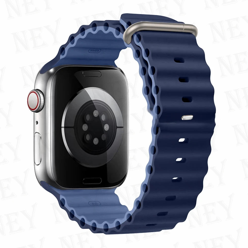 Ocean band for Apple Watch Ultra 2 49mm 44mm 45mm 42mm 38mm 40mm 41mm silicone band correa Apple Watch Series 9 8 7 SE 6 5 4 3 band