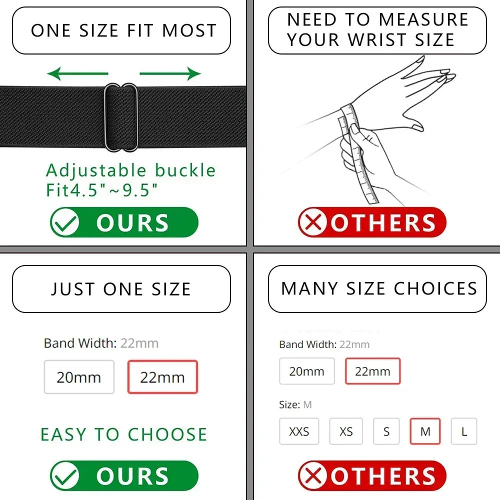 20mm 22mm Elastic Nylon Loop Strap for Samsung Galaxy Watch 4 5 6 7 40/44mm Pro Calssic 42/46mm Band Huawei Gt2/3 Amazfit Gts2/4