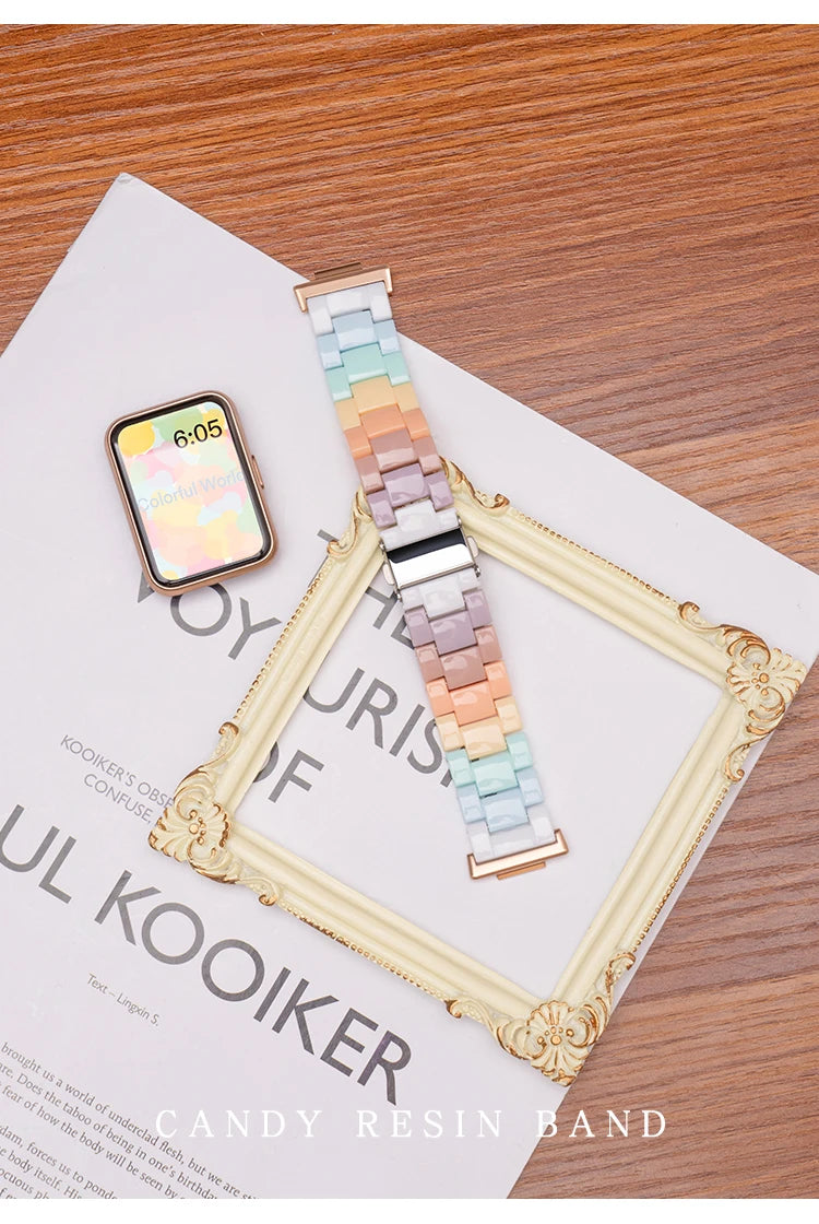 Candy Color Resin Strap For Samsung Galaxy Fit 3 Macaron Replace Wrist Watchband Belt Smart Watch Band Accessories