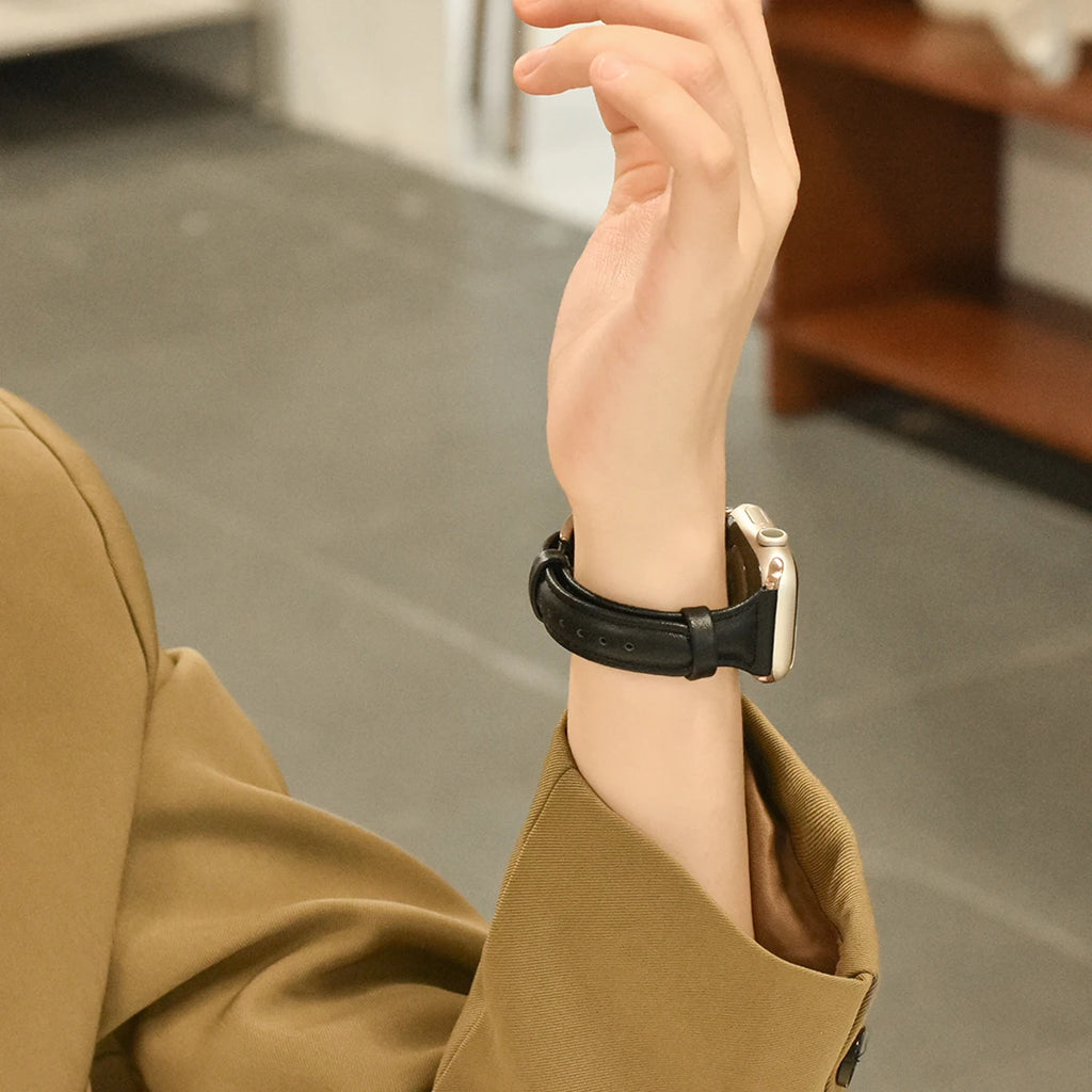 Slim Leather band For Apple Watch Series 10 11 42mm 46mm 9 8 7 41mm 45mm band 42mm Ultra 49mm band Apple Watch SE 6 5 4 3 40mm 44mm