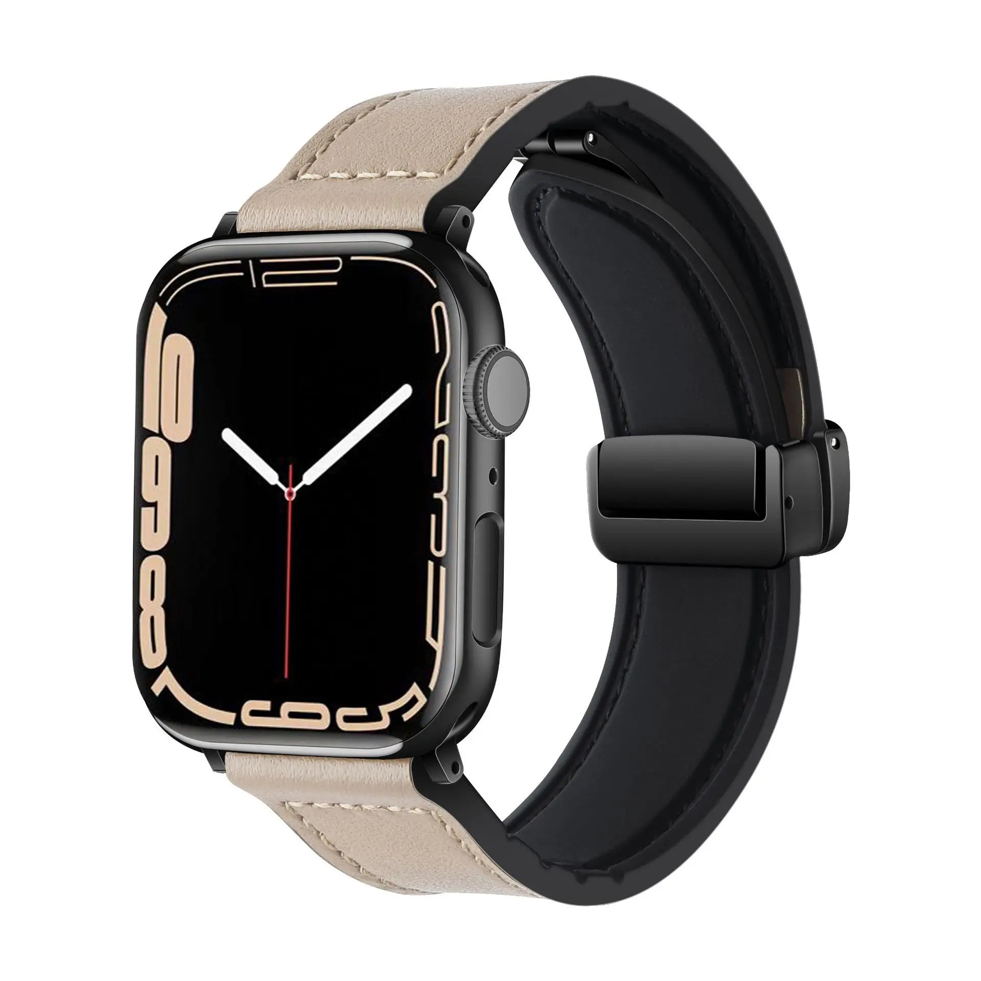 Magnetic band for Apple Watch band 44mm 40mm 45mm 41mm Genuine Leather+silicone band Apple Watch Series 10 9 8 7 SE Ultra 2 49mm