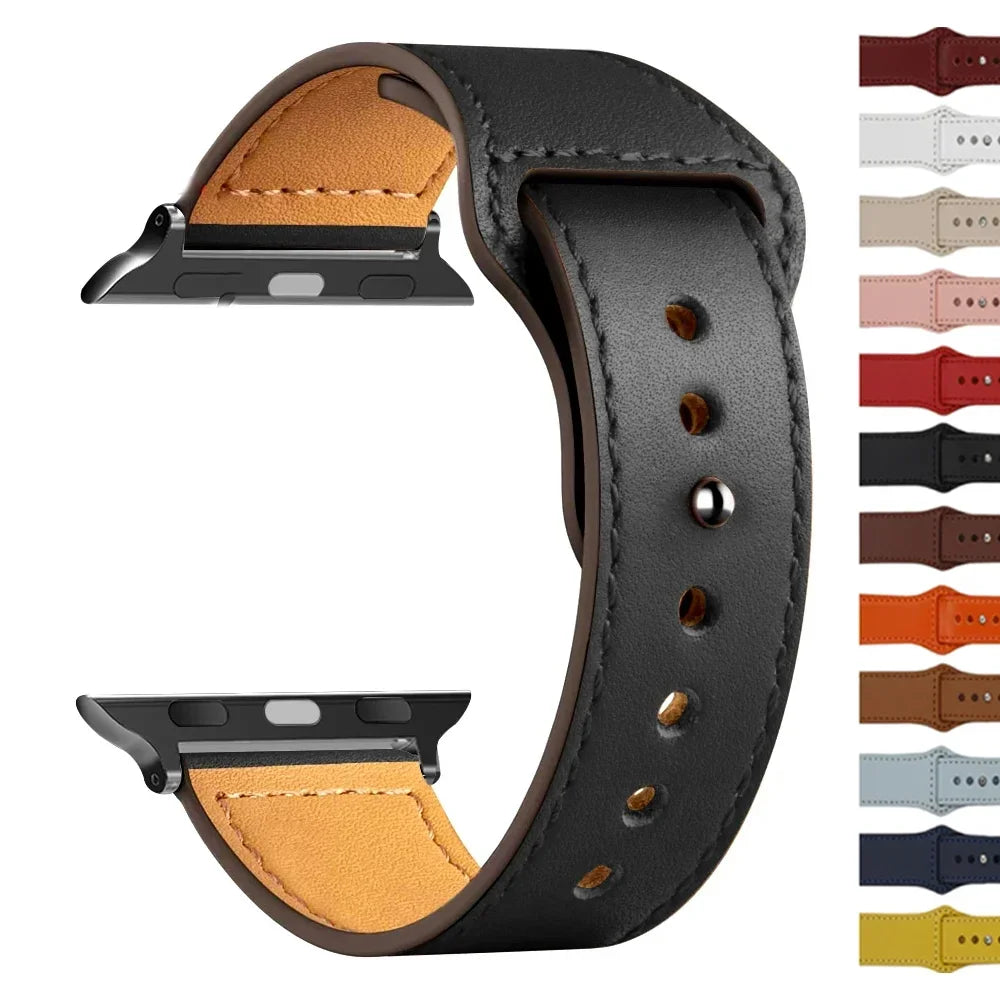 Leather band For Apple Watch band Ultra 2 49mm 44mm 40mm 38mm 42mm sport loop band Apple Watch Series 9 8 7 3 4 5 6 SE 41mm 45mm