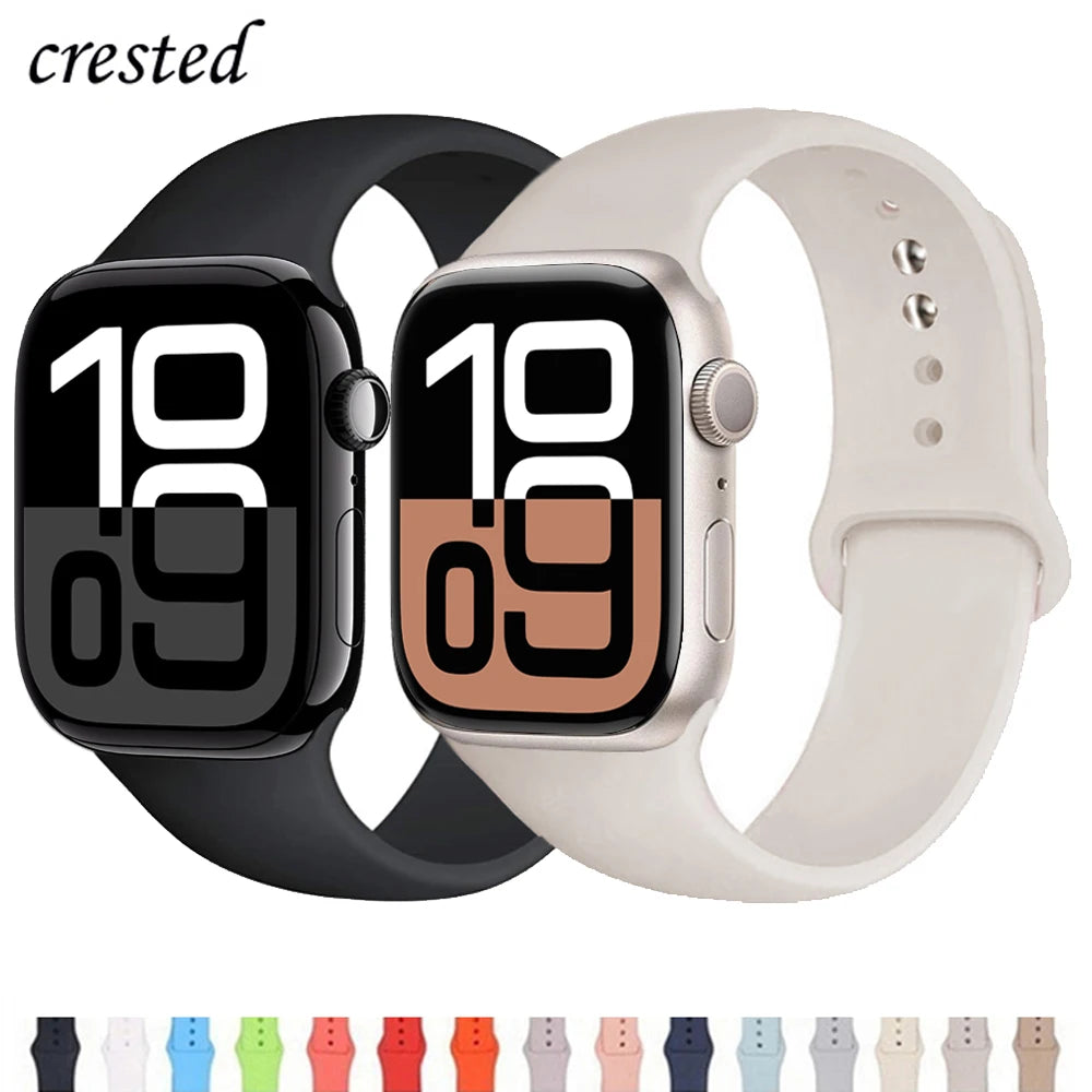 Silicone band For Apple Watch band 40mm 49mm 44mm 45mm 46mm 42mm 41mm 38mm sport band Apple Watch Series 10 9 8 3 SE Ultra 2