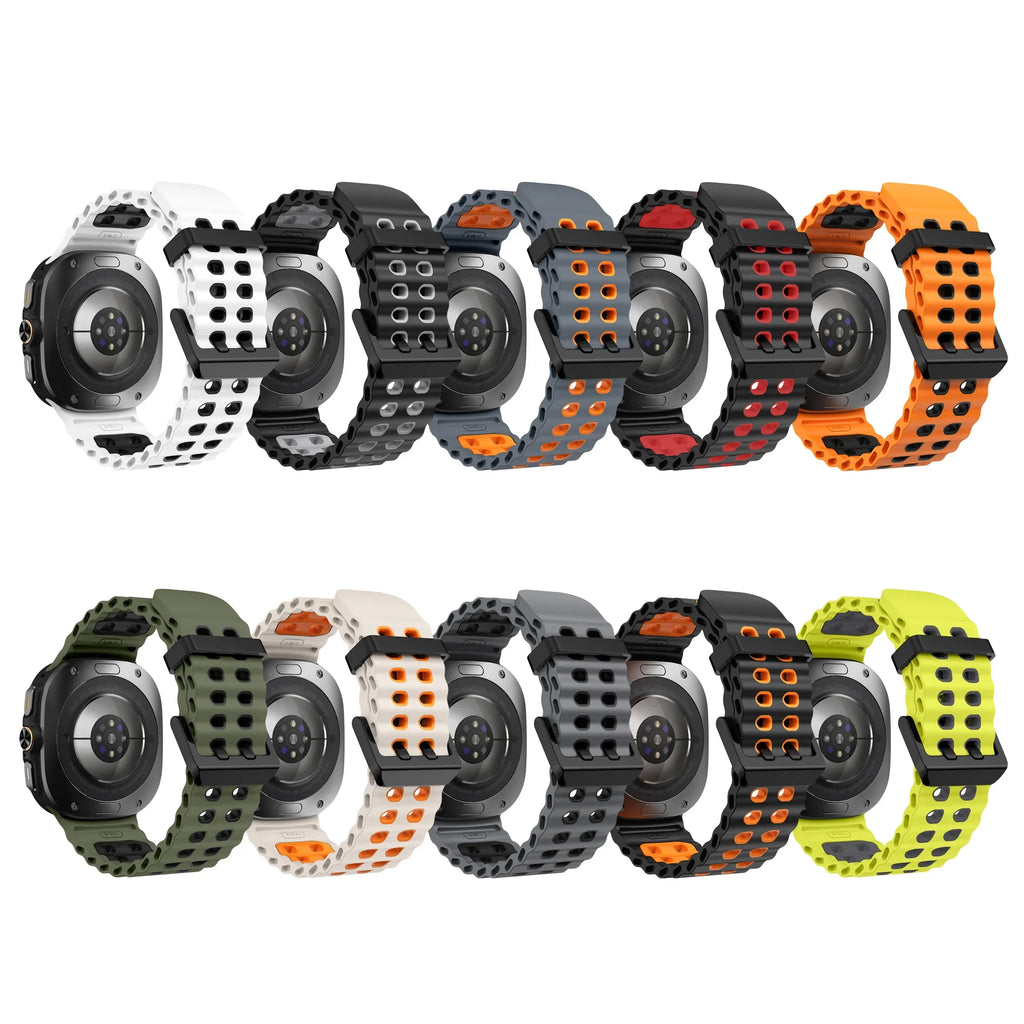 Marine Band For Samsung Galaxy Watch ultra 2025/7 ultra Accessories Two color Sport silicone Bracelet Galaxy Watch ultra Straps