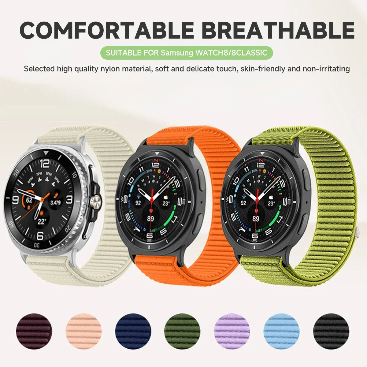 Comfortable Nylon Strap For Samsung Galaxy Watch 8 Classic 46mm Replacement Bracelet Wristband Samsung Watch 8 44mm 40mm Correa