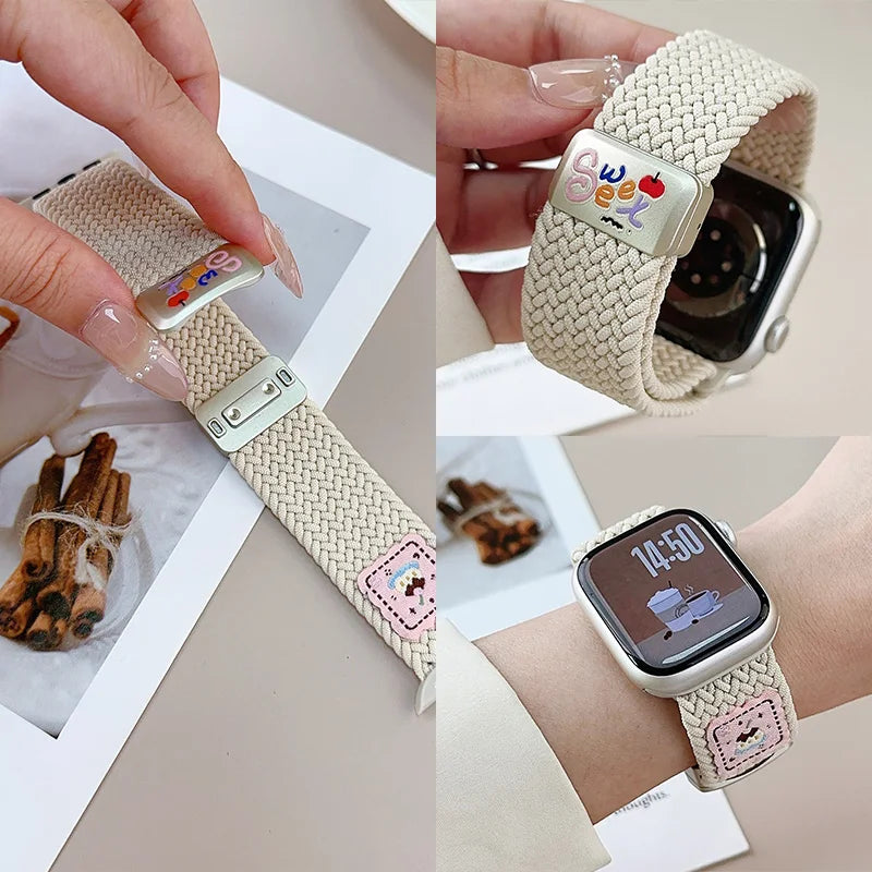Nylon band For Apple Watch band Ultra 44mm 40mm 45mm 49mm 41mm 44mm magnetic buckle Braided band Apple Watch Series 10 9 SE 7 8