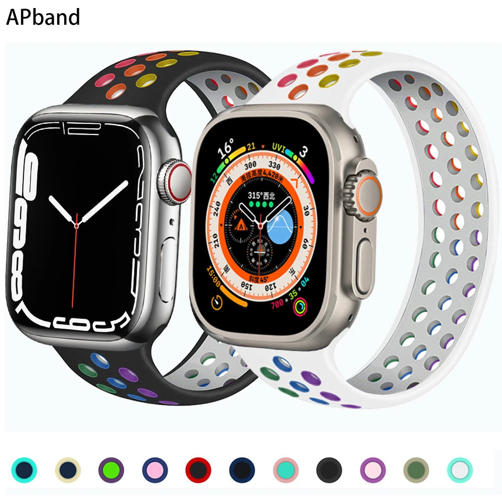 Solo Loop band For Apple Watch band 45mm 49mm 44mm 41mm 40mm silicone Elastic Belt band Apple Watch Series 3 5 SE 6 7 8 Ultra