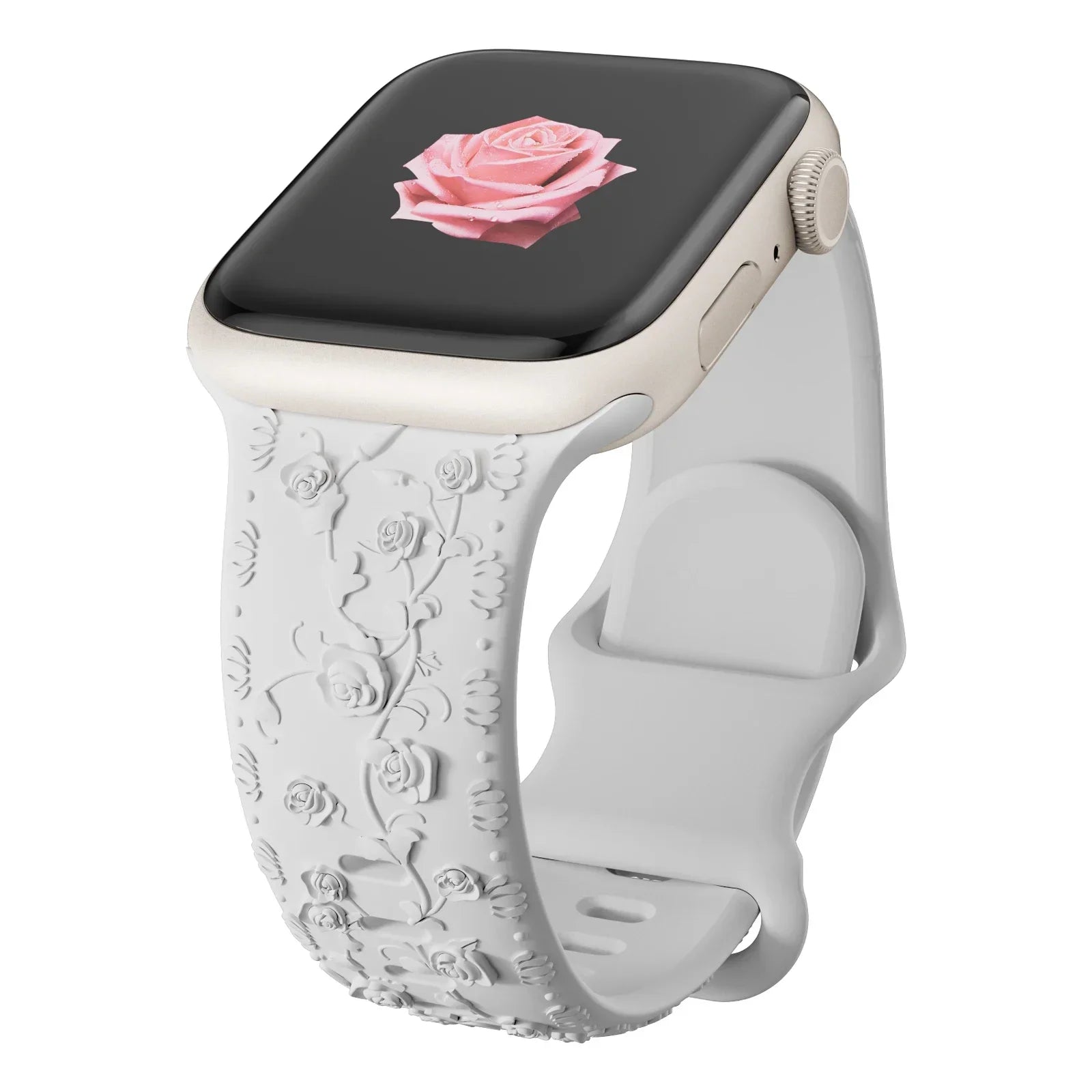 Engraved band for Apple Watch band 46mm 44mm 40mm 49mm 45mm 41mm 42mm Floral Silicone Correas Apple Watch Ultra 2 Series 10 9 8 7 6 SE 5