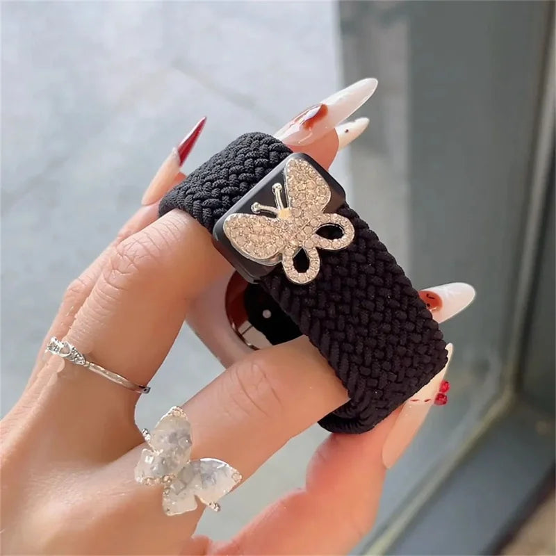 3D Butterfly Star Rhinestone Magnetic band For Apple Watch 10 9 8 7 Love Heart Stylish Women band For Apple Watch 46mm 42mm 41mm 49mm 45mm