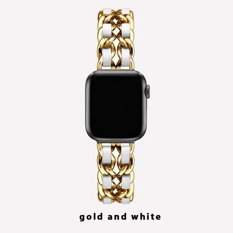Women metal band for Apple Watch band 10 9 8 Ultra 46mm 42mm 49mm 7 SE 6 5 41mm 45mm 44mm 40mm Lady Gold Steel band Wristband