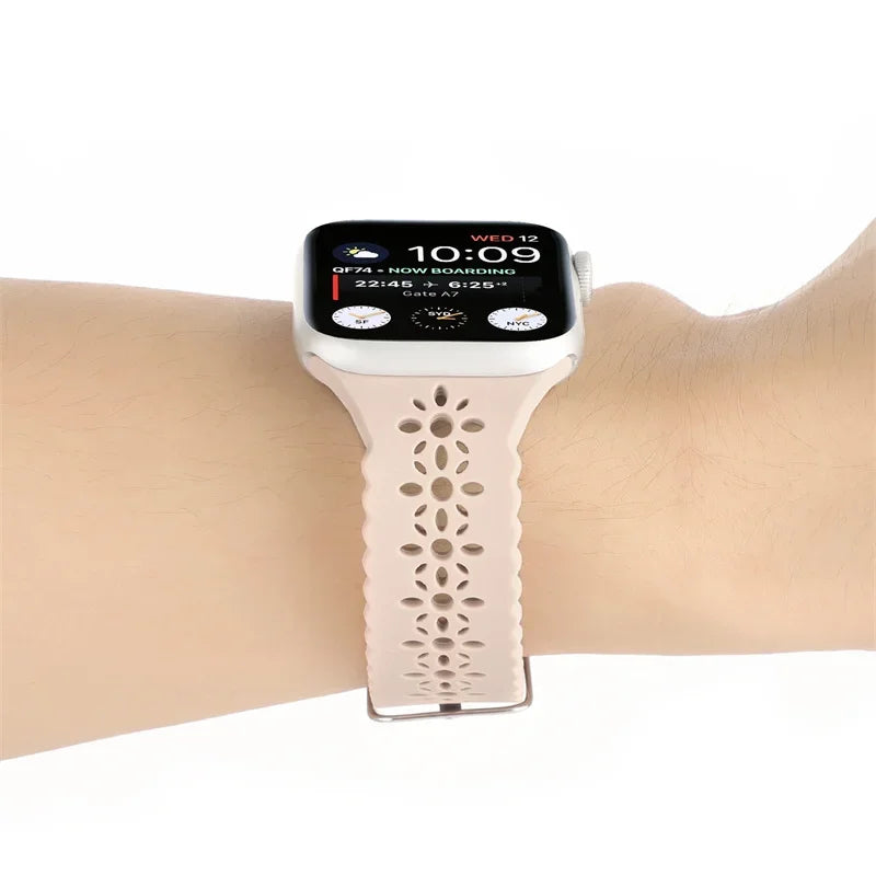 Silicone band For Apple Watch 44mm 40mm 38mm 42mm Ultra 2 49mm Sport band Apple Watch Series 9 7 8 6 SE 5 4 3 41mm 45mm band