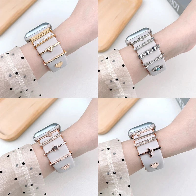Decoration For Apple Watch Ultra 2 band 10 9 8 7 Diamond Jewelry Charms Accessories samsung Huawei watch band 20 22mm band