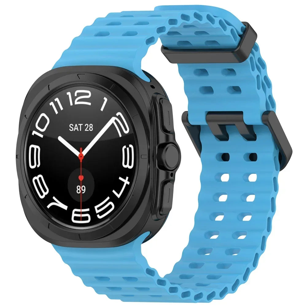 Sport Band For Samsung Galaxy Watch Ultra 47mm silicone Bracelet NO Gaps Ocean Watchband aquatics Watch 7 47mm Official Strap