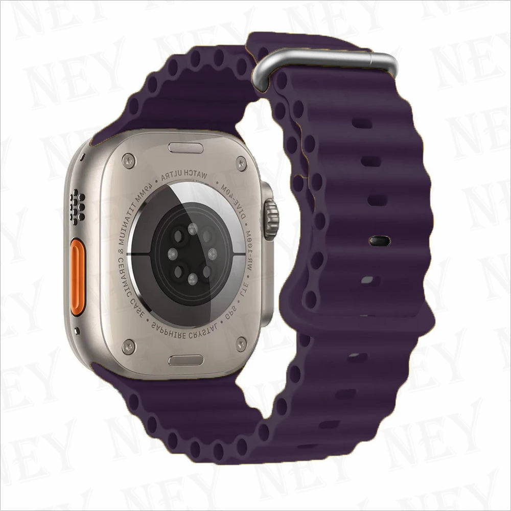 Ocean band for Apple Watch Ultra 2 49mm 44mm 45mm 42mm 38mm 40mm 41mm silicone band correa Apple Watch Series 9 8 7 SE 6 5 4 3 band